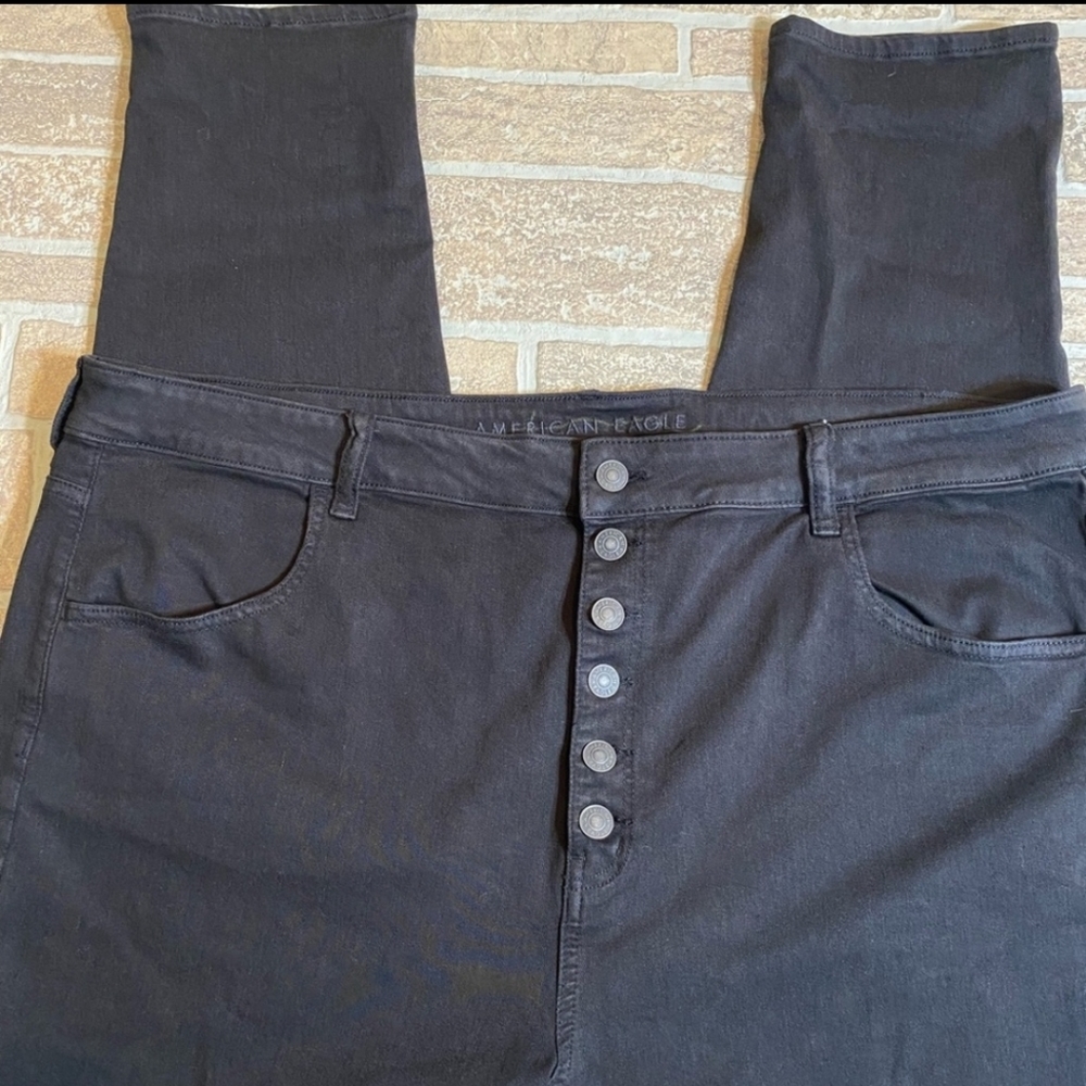 AEO High Rise 24W Black Jeggings Distress Pocket